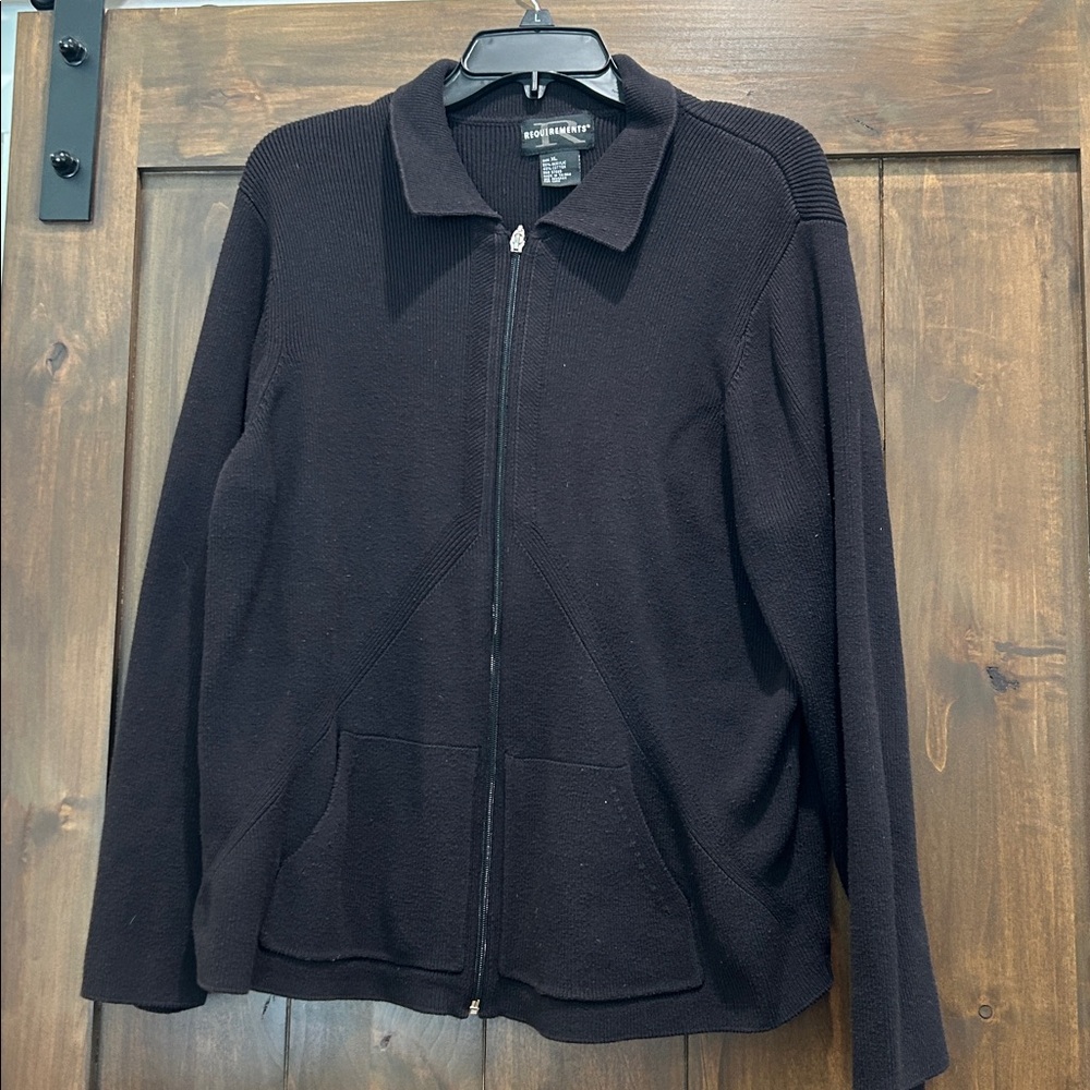 E395 Requirements Black Women’s Zip Up Sweater Size XL
